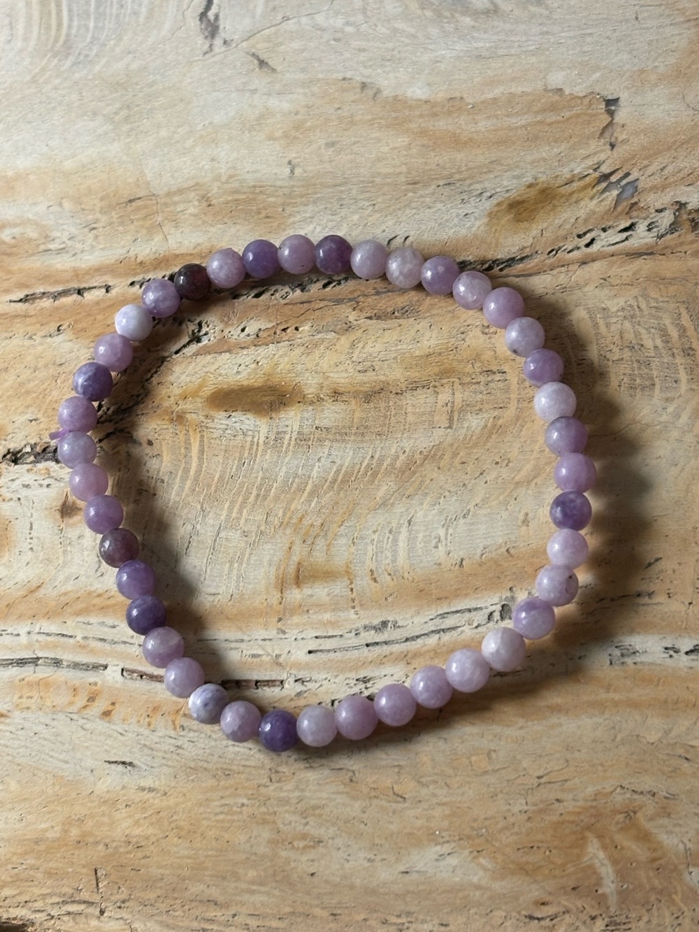 Lilac Lepidolite Gemstone Beaded Stretch Bracelet